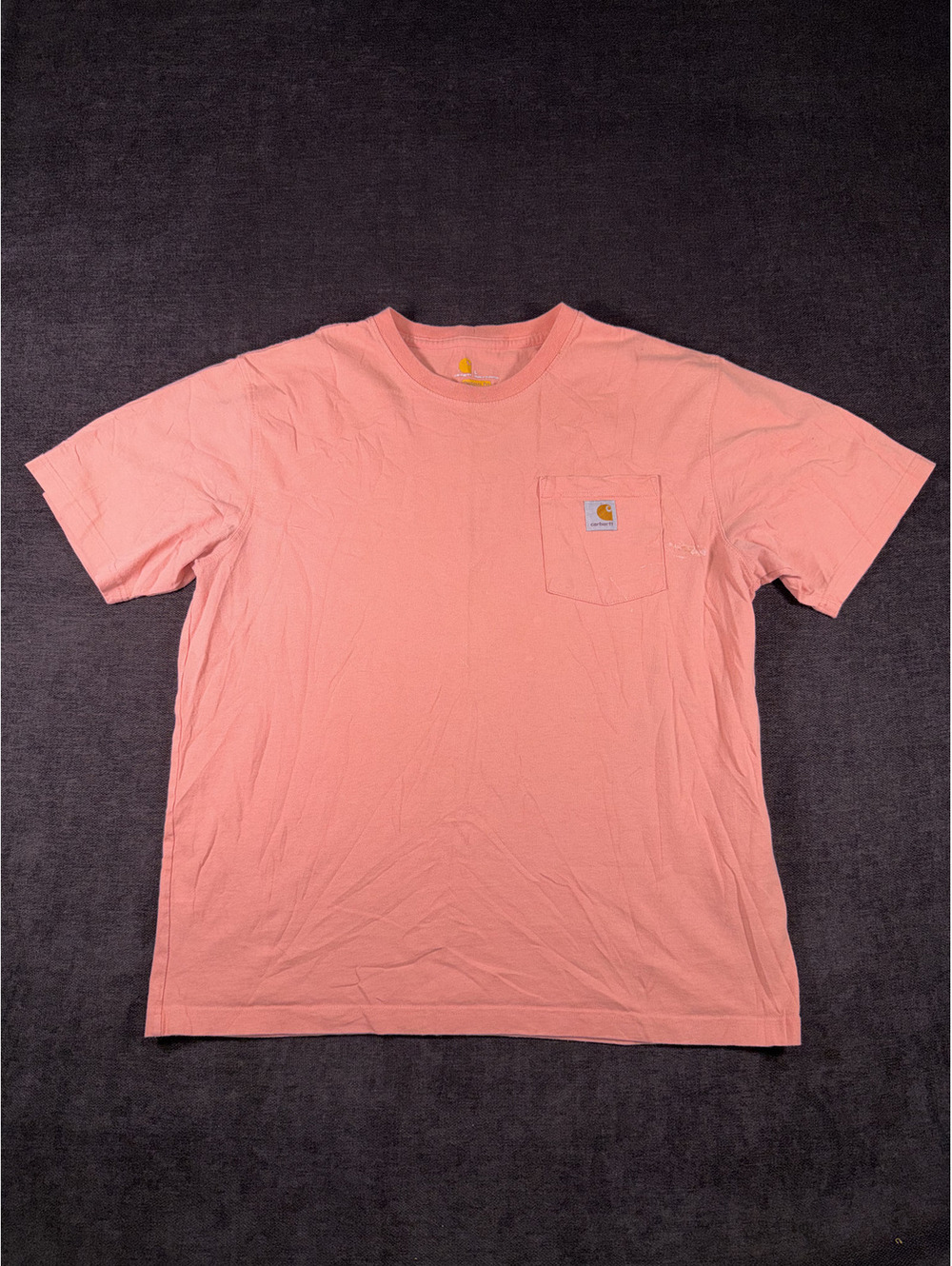 Carhartt Original Fit Pink Cotton T-Shirt with Pocket, Size Large